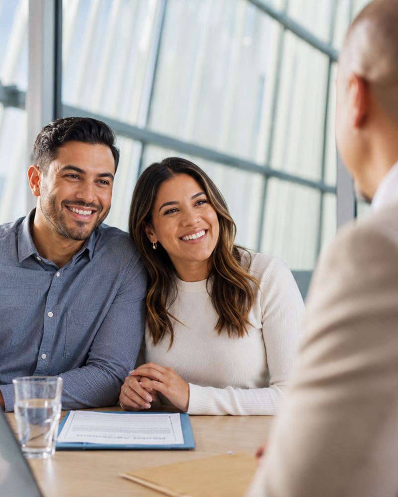 Couple signing mortgage documents